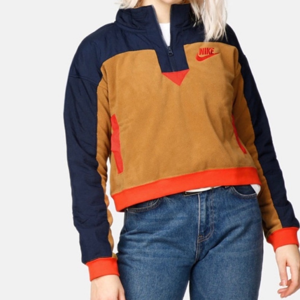 Nike Womens Multicolor Fleece Pullover Half Zip Size S